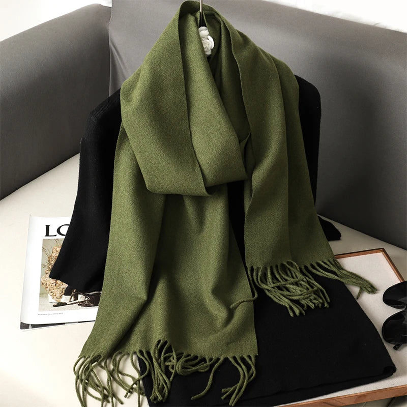 New 62 Color Winter Scarf For Women Long Warm Cashmere Scarves Hijab Solid Lady Shawl Wrap Female Pashmina Bandana Head Scarfs scarf and shawl