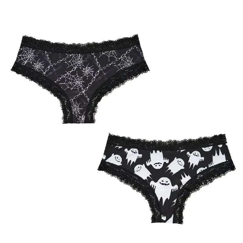 2Pc Set Lingerie Woman Sexy Underwear Lace Female Underwear Ghost Bat Butterfly Gothic Style Breathable Panties For Women undergarments