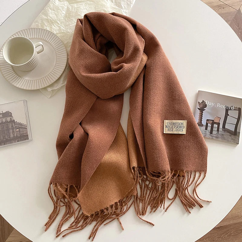 Fashion Solid Cashmere Warm Scarf New Design Pashmina Winter Double Side Diffrent Color Shawl Wraps Bufanda with Tassel Blanket scarf and shawl