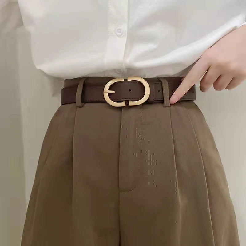 105cm Female Fashion Belt Simple Metal Buckle Belt for Women Black Suit Jeans Clothing Accessories belt