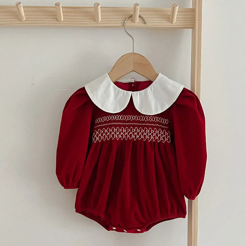 Autumn Spring Baby Girl Party Dress Long Sleeved Cotton Stitching Baby Rompers Kids Princess Dress Christmas Sister Clothing girls dresses