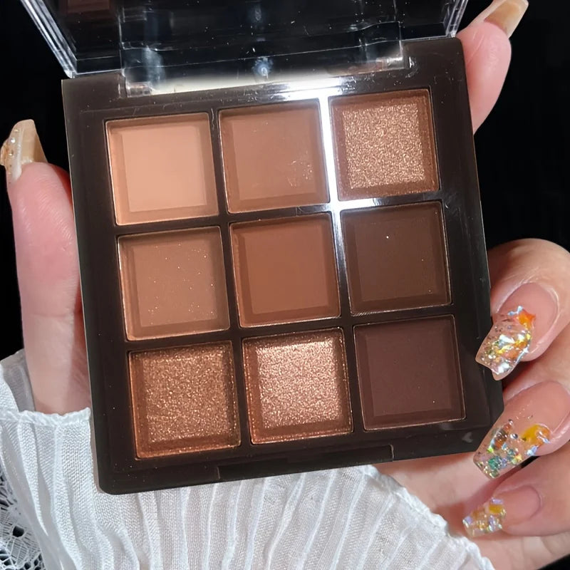 Mocha Chocolate 9 Colors Eyeshadow Palette Matte Pearly Glitter Finish Makeup Chocolate Eye shadow Palette eyes