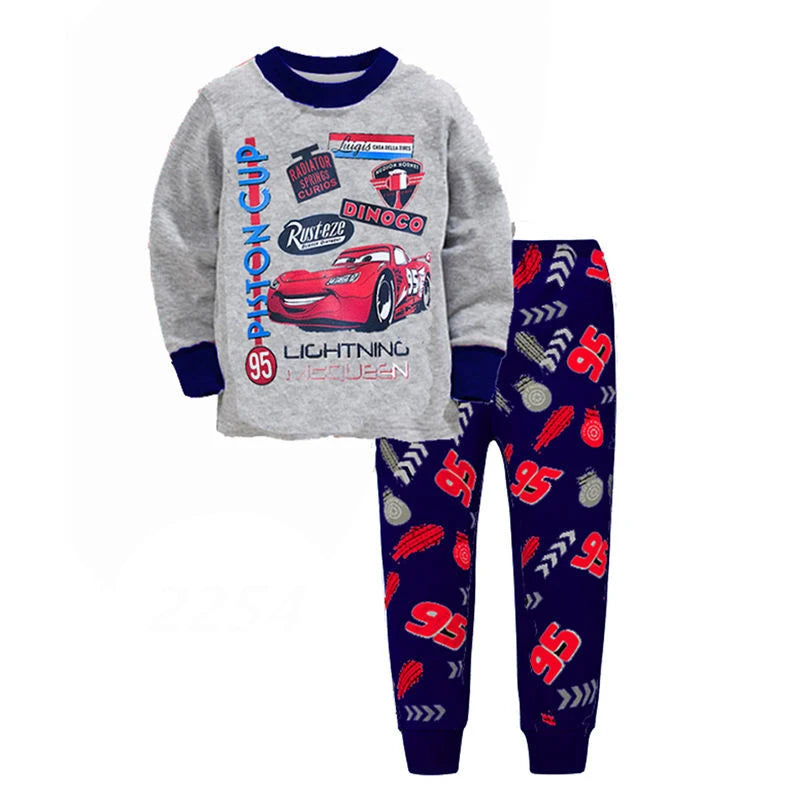 Spring Autumn Children's Clothing Sets Boys 95 Cars McQueen Cartoon Sleepwear Clothes Kids Pajamas Set Baby Girls Cotton Pyjamas sports wear boys