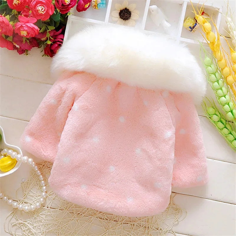 Baby girl clothes 0-3Y winter coat thick warm wool fur coat girl wool sweater coat pearl princess coat Kids Cute Coat Clothes infants girls