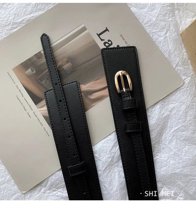 Dual-use belt ladies with woolen overcoat black waist wide elastic elastic tight waistband fashion tie-in suit sweater belt