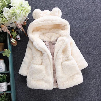 1-7 Year Baby Girls Jacket Autumn Winter Warm Faux Fur Coat For Girls Christmas Princess Outwear Fashion Plush Children Clothing girls jackets and coats