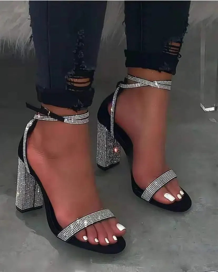 Heel Sandals Women Rhinestone Sexy Transparent High Heels Sandals Female New Summer Party Dress Shoes Ladies Pumps Plus Size party sandal