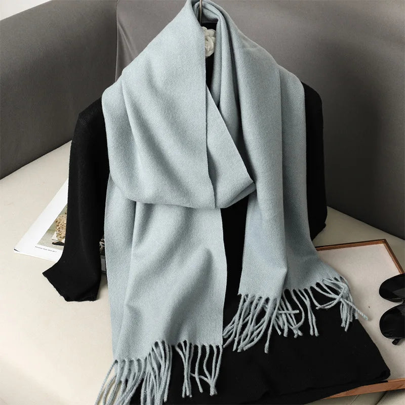 62Color Solid Women Winter Scarf Warm Thicken Cashmere Shawl Outdoor Fashion Luxury Tassels Pashmina Lady Wrap Windproof Scarves scarf and shawl