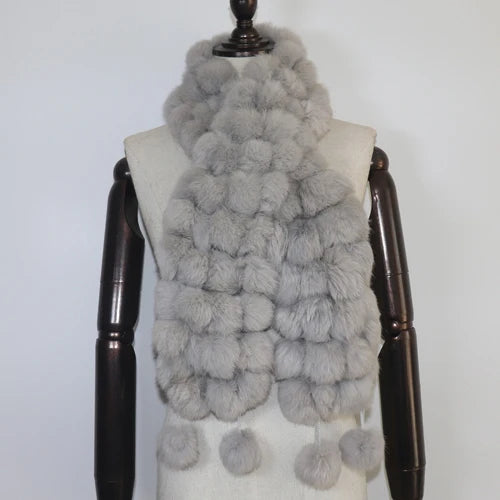 Women Winter Warm Real Rabbit Fur Scarf Hot Sale Natural Rabbit Fur Muffler  Lady 100% Genuine Fur Scarves Wholesale Retail scarf and shawl