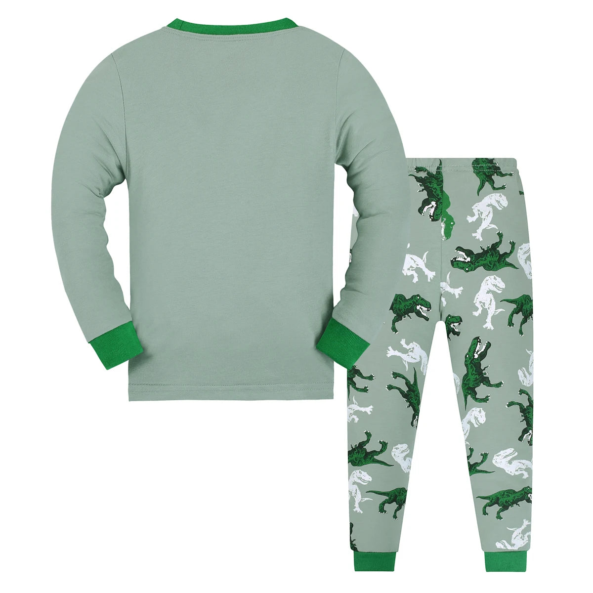 Kid's Pajamas, T-rex Dinosaur Pattern Long Sleeve Top & Pants Set, Comfy Casual Pj Set, Boy's Loungewear night wear boys