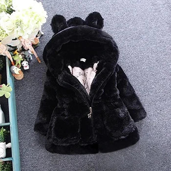 1-7 Year Baby Girls Jacket Autumn Winter Warm Faux Fur Coat For Girls Christmas Princess Outwear Fashion Plush Children Clothing girls jackets and coats