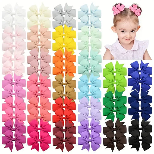 40pcs Random Color Bow Hair Clip Sets Simple Holiday Hair Clip Baby Girls Hair Accessories   hairclips