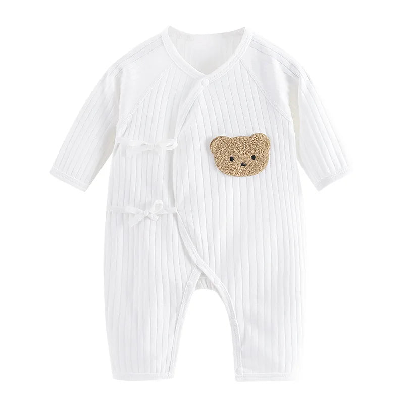 Boys Girls One Piece Outfit  100% Cotton Newborn Baby Long Sleeve Romper Infant Solid Knitting Thin Jumpsuit For Seasons infants boys