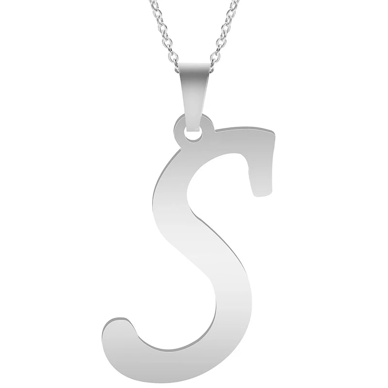 Fashion Letters A-Z Necklace for Women Men Stainless Steel High Quality English Alphabe Necklace A B C D E FGHIJKLMNOPQRSTUVWXYZ necklace