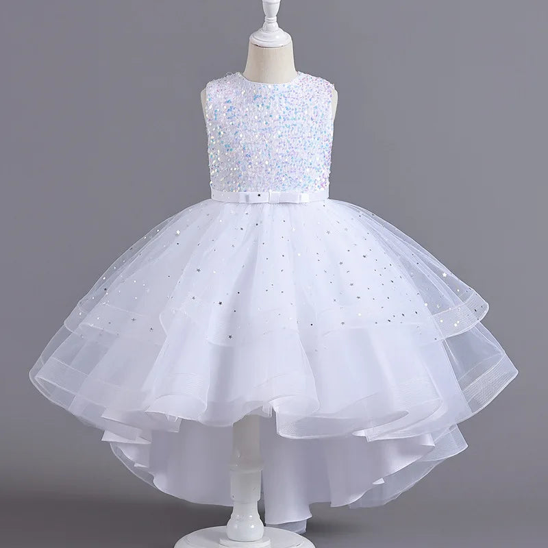 Flower Girls Princess Sequins Baby Wedding Christmas Party Trailing Dress Teenager Children Kids Elegant Vestidos for 3-15Years girls dresses