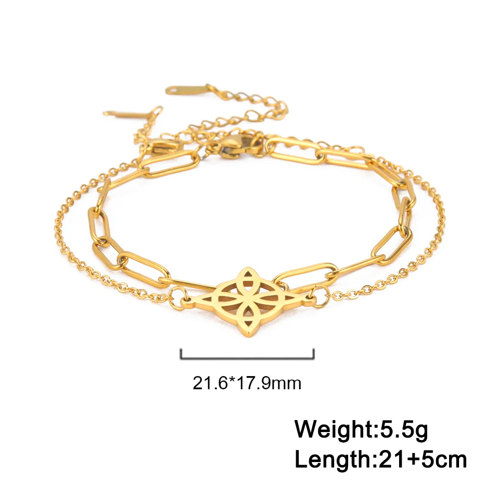 Witch Knot Pendant Anklets for Women Stainless Steel Silver Color Anklet Summer Accessories Beach Jewelry anklet