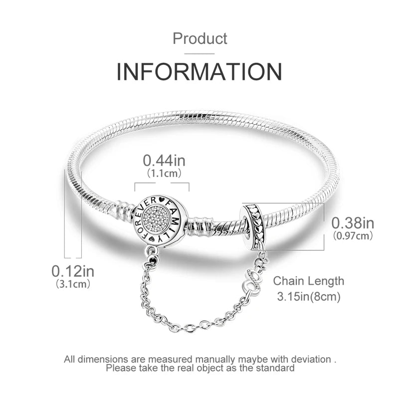 925 Sterling Silver Heart Stars and Moon Basic Chain Bracelet fit Original Charm Beads Women Design Jewelry bracelete