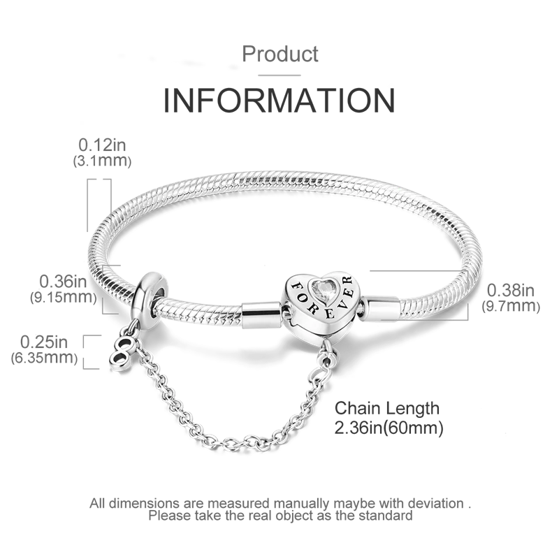 925 Sterling Silver Heart Stars and Moon Basic Chain Bracelet fit Original Charm Beads Women Design Jewelry bracelete