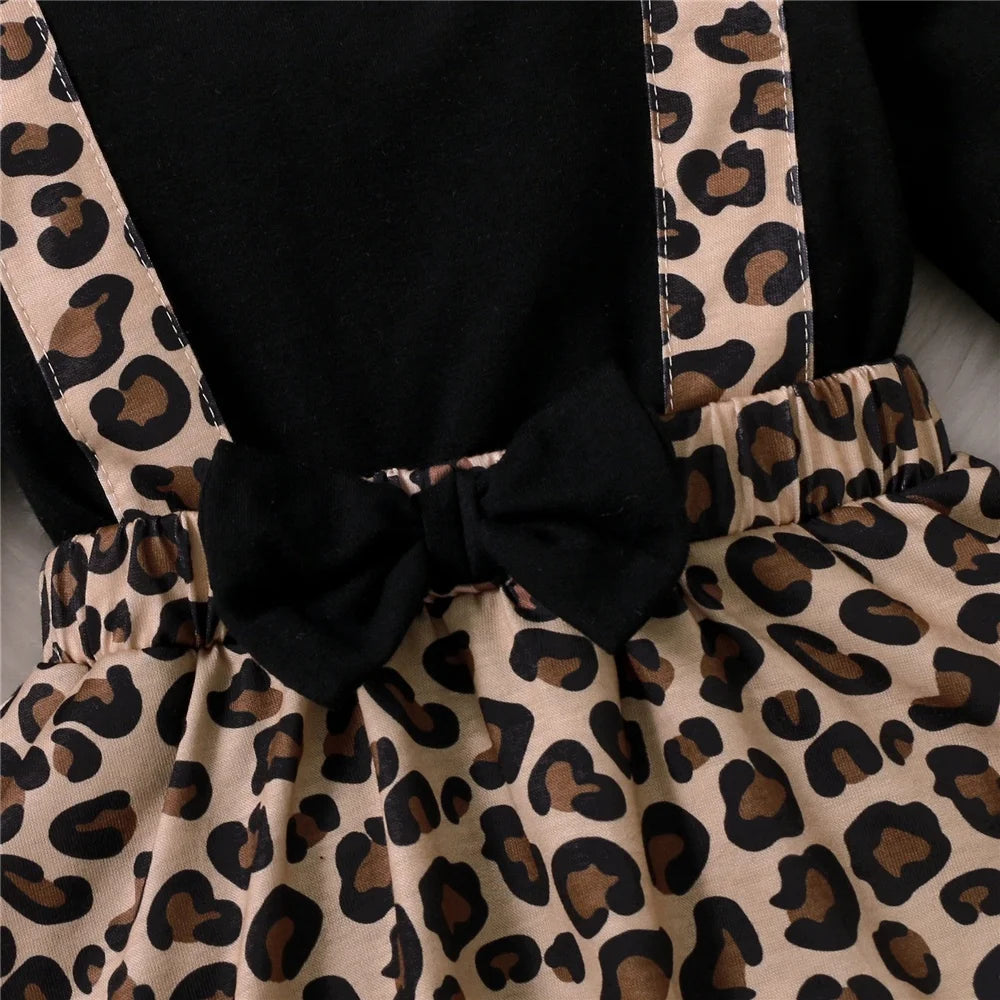 0-18Months Newborn Baby Girl Dress with Bow Long Sleeve Leopard Dresses Onesie Clothing Autumn Infant Fashion Cute Jumpsuit infants girls