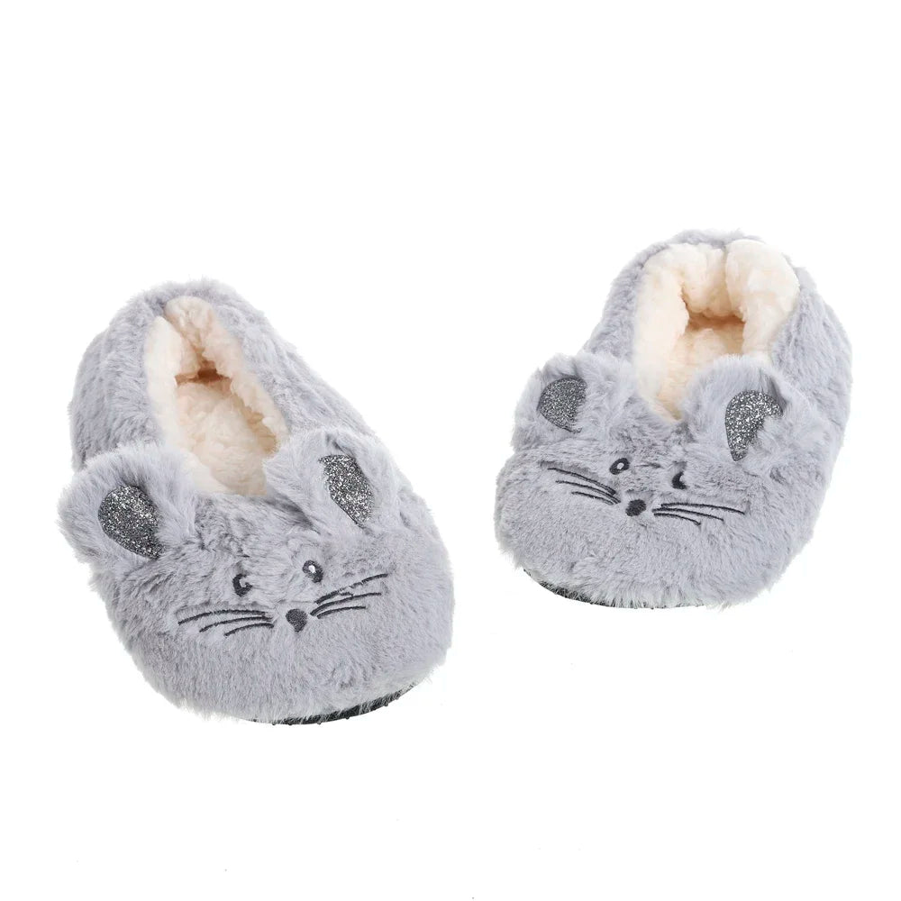 Home Fuzzy Slipper Women Winter Fur Contton Warm Plush Non Slip Grip Indoor Fluffy Lazy Female Mouse Ears Floor Shoe Living room slipper