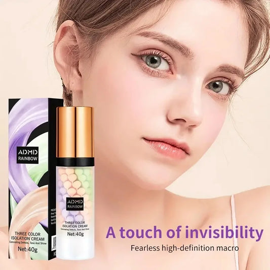 40g Face Makeup Primer Tri-color Cream Brighten Contour Color Isolation Waterproof Makeup Foundation Natural Makeup Base Cream face