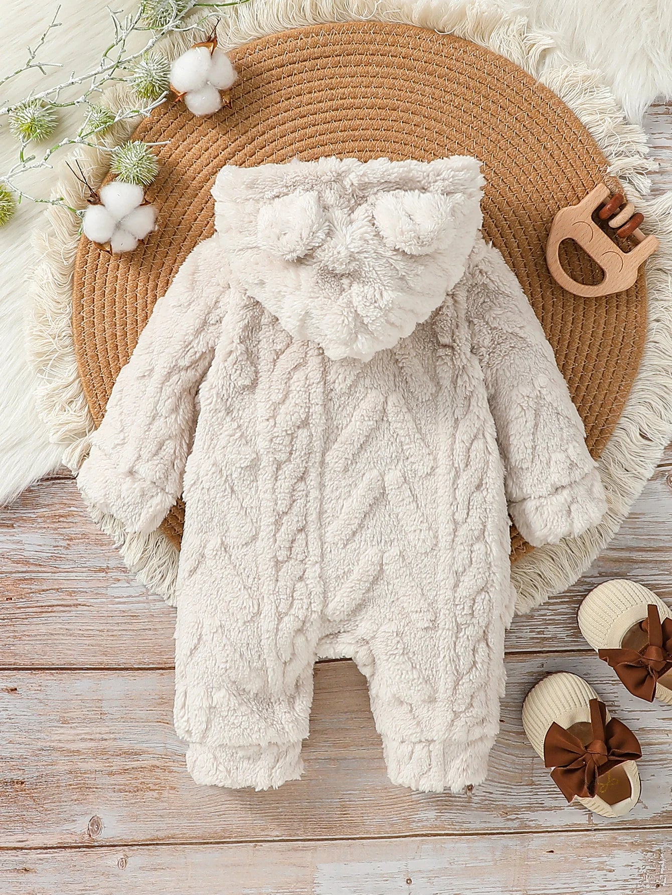 Baby Boys Winter Long Sleeve Soild Plush Hoodie Zipper Fashion Jumpsuit For Newborn Warm Clothes infants boys