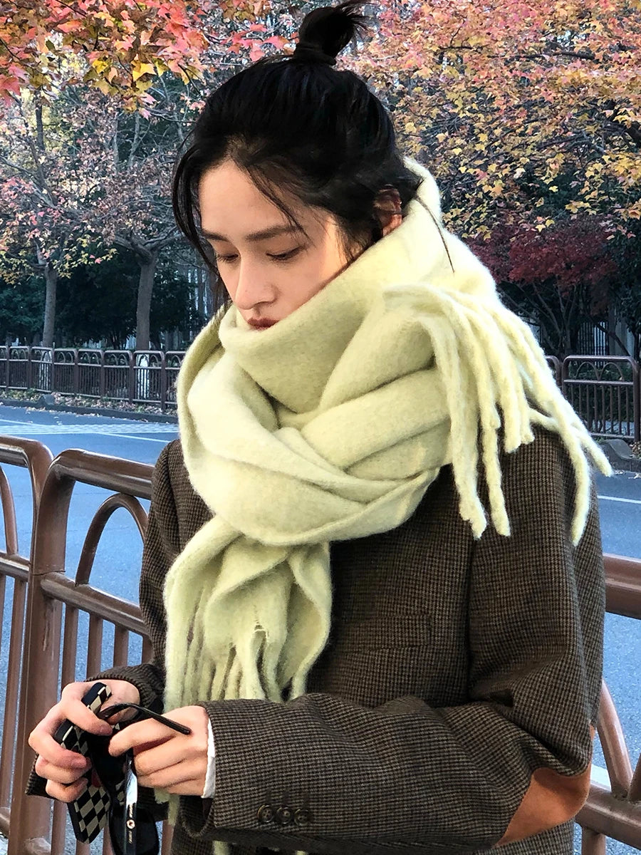 Women Thick Shawl Wraps Scarf Winter Warm Fashion Solid Color Pashmina Scarves Long Tassel Hijab Stoles Bufanda Mujer scarf and shawl