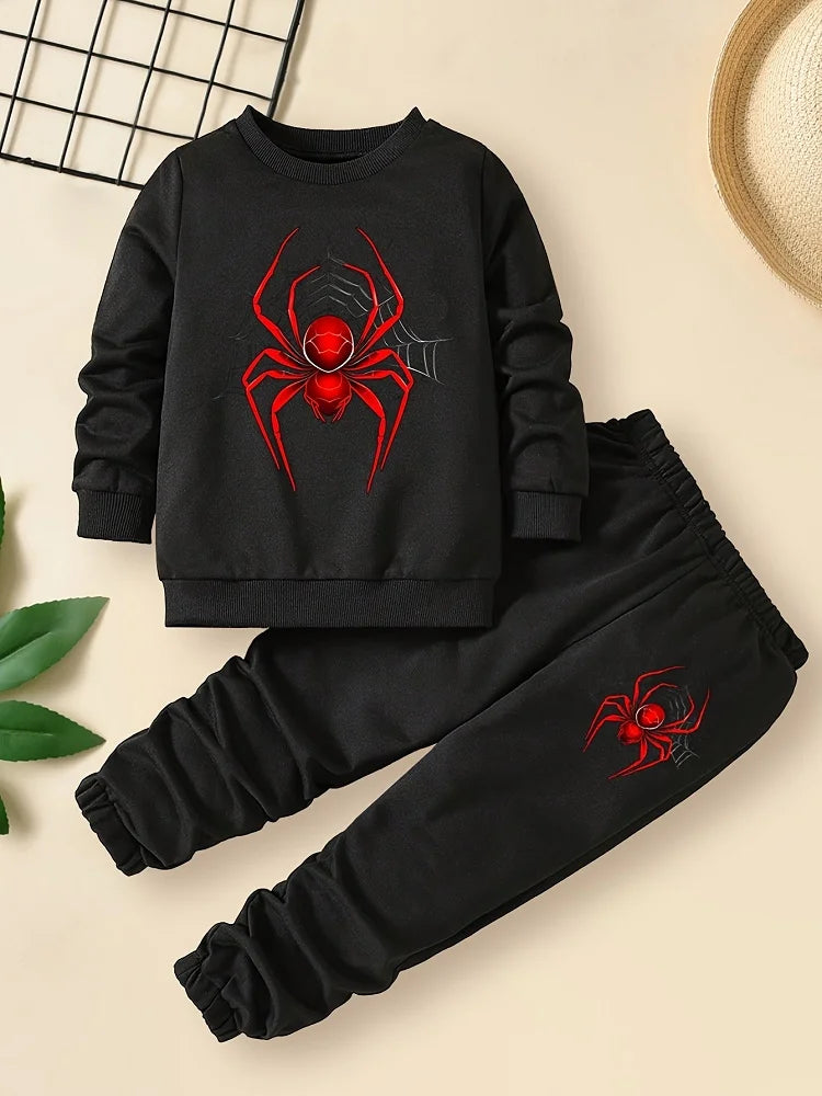 Autumn Children Boy Clothes Set Kid Girls Spider Printed Sweatshirts Pullover Top And Pants 2 Piece Suit Long Sleeve Tracksuits boys dress