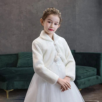 2-12 Years Autumn Girls Plush Jacket Keep Warm Little Princess Cloak Long Sleeve Shawl Christmas Birthday Party New Kids Clothes  girls jackets and coats