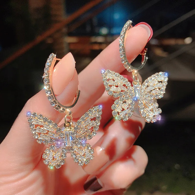 New Butterfly Zircon Earrings women's Korean jewelry literary style earrings net red temperament simple new earrings earring