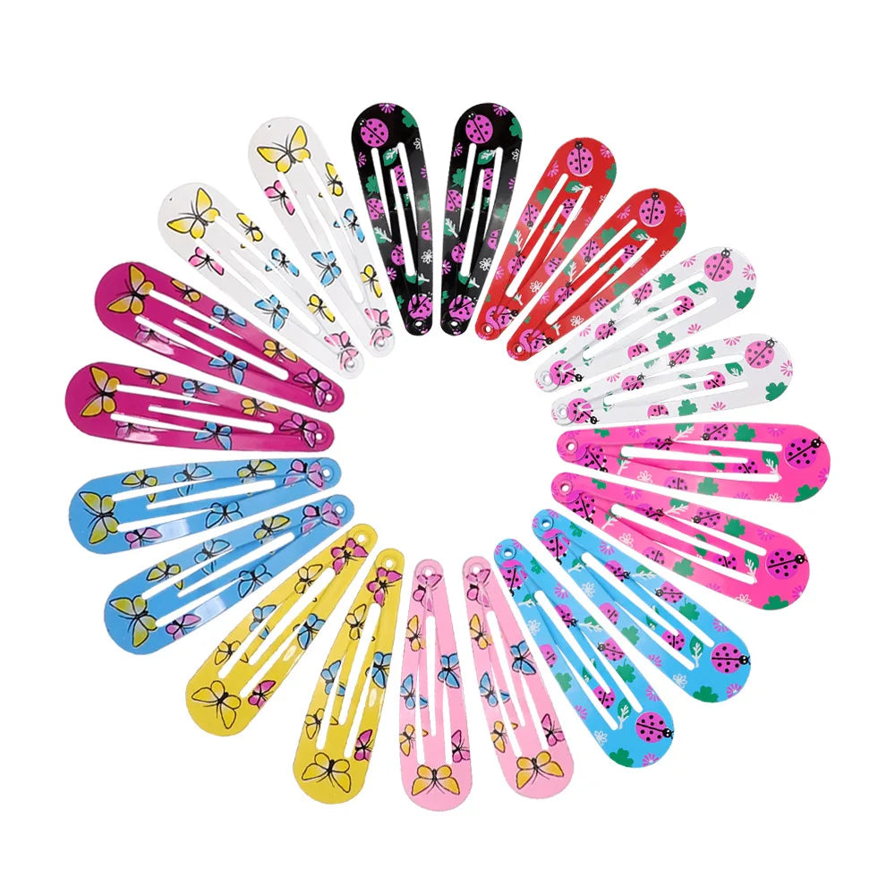 40Pcs/Lot Hair Accessories Girls Hairpin Print Cartoon Fruit Animal Flower Hair Clip Cute Powder Hairgrip New Children Headdress   hairclips