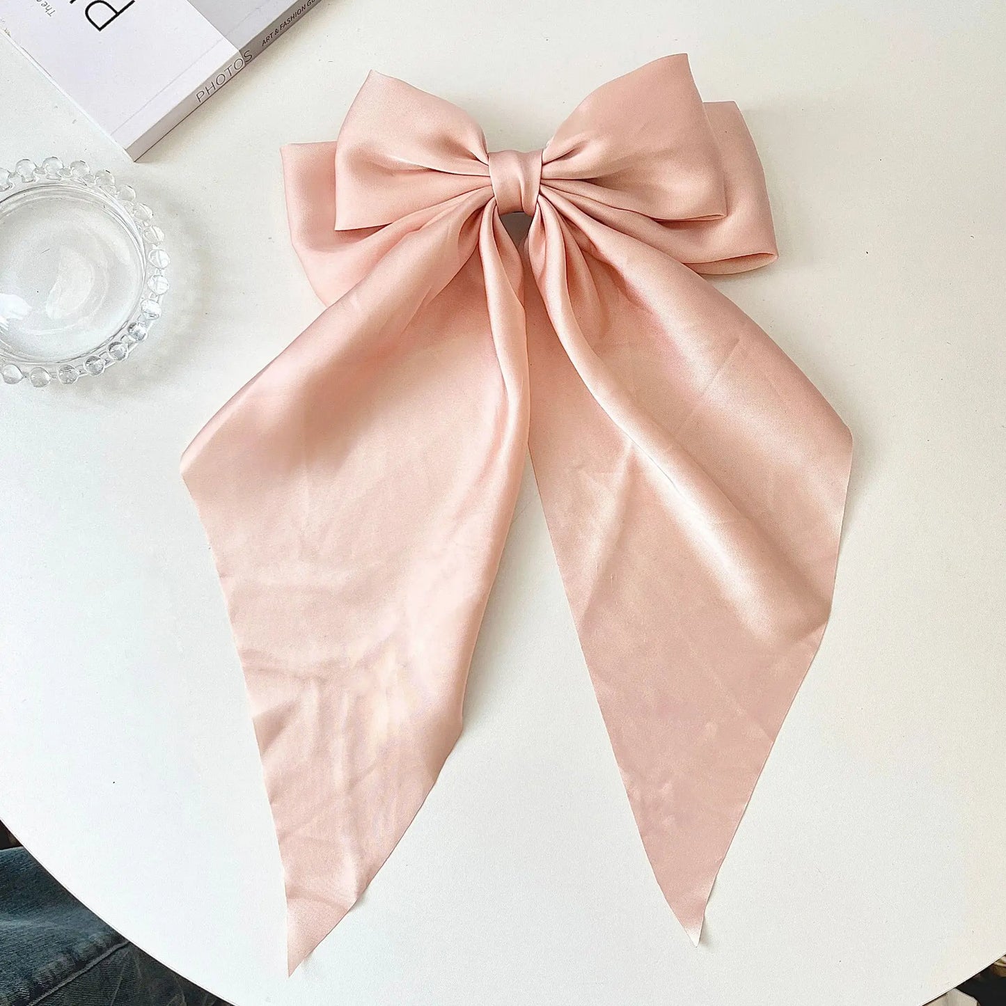 1piece Elegant Large Satin Bow Hair Clip Women Girl Black Pink Spring Clip Hair Pin Retro Headband with Clips Hair Accessories   hairclips