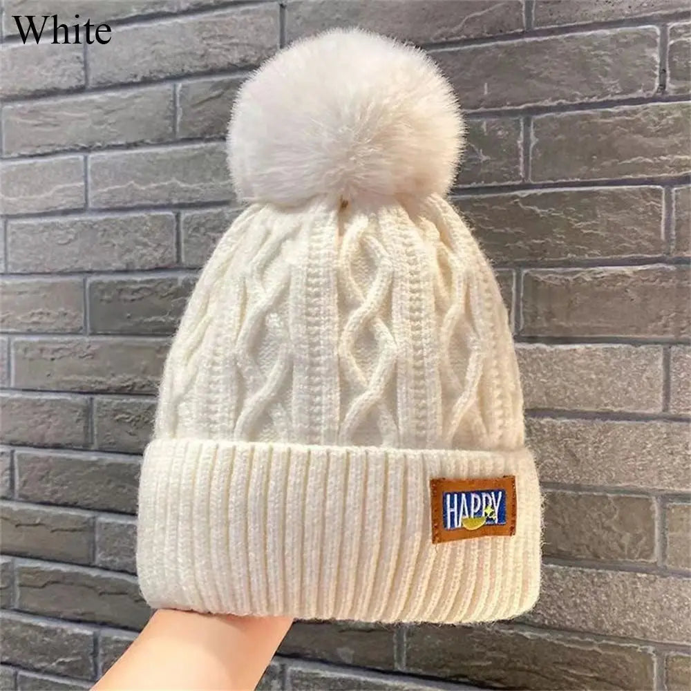 Fashion Women Pompoms Hat Hairball Hat Thickened Winter Warm Hat Stylish Beanie Hats Casual Outdoor Knitted Caps