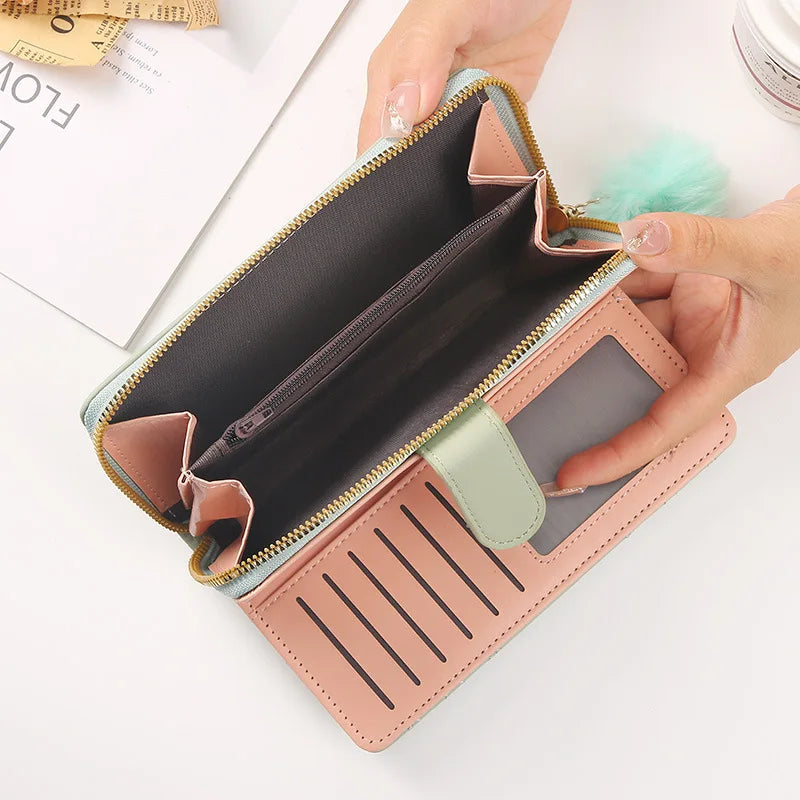 Women Long Wallet Pu Leather Card Holder Large Capacity Hasp Zipper Coin Purse Multi Card Organizer Cell Phone Wristlet Handbag bags