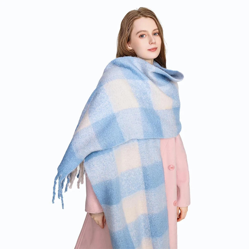 Winter Scarf Women Luxury Autumn Winter Cashmere Scarf Thickened Warm Shawl Classic Tassels Fluffy Scarf Solid Color Soft Shawl scarf and shawl