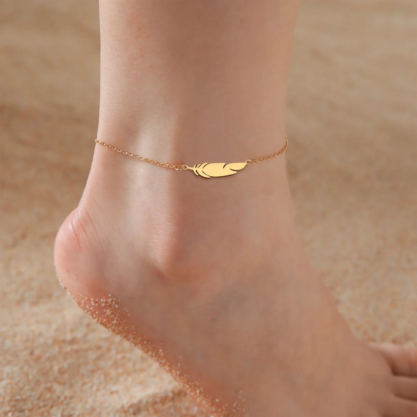 Tiny Korean Chain Cat Charm Anklet For Women Gold Color Leaf Heartbeat Silver Plating Cat Feet Charm Summer Anklet Jewelry anklet