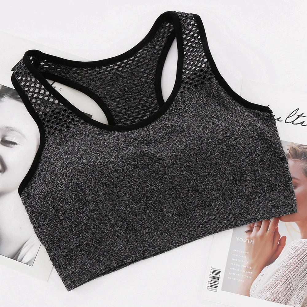 Mesh Sports Bra Hollow Out Sport Top Seamless Fitness Yoga Bras Women Gym sports