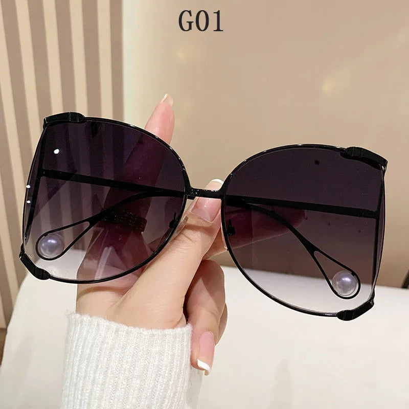 sunglasses Women 2024 Vacation Luxury Oversized Fashion Glasses Sunscreen