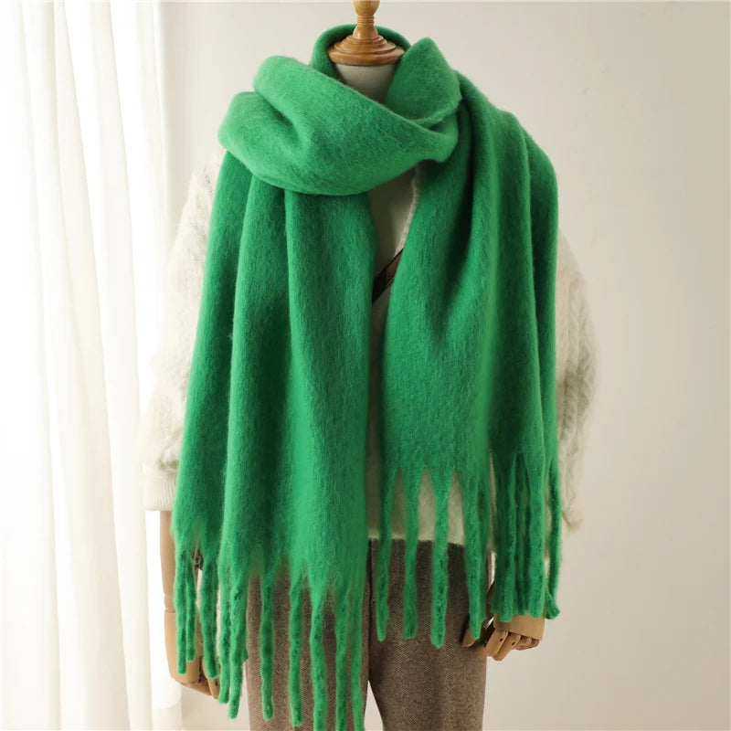 Winter Scarf for Women Cashmere Warm Solid Pashmina Blanket Wraps Female Thick Soft Bufanda Big Tassel Shawl Long Poncho Echarpe scarf and shawl