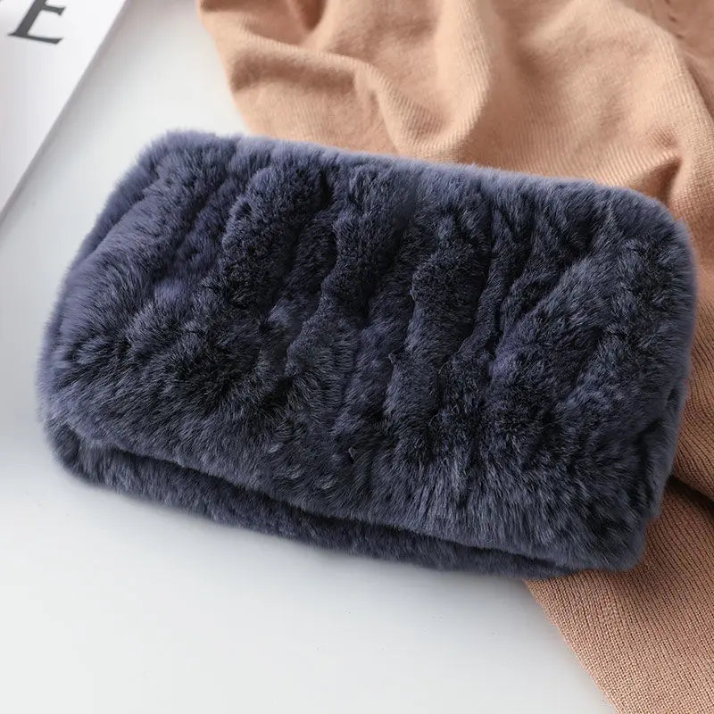 Hot Sale Brand Women Real Rex Rabbit Fur Scarf Girls Warm Soft Knitted Good Elastic Rabbit Fur Headband Natural Fur Ring Scarves scarf and shawl