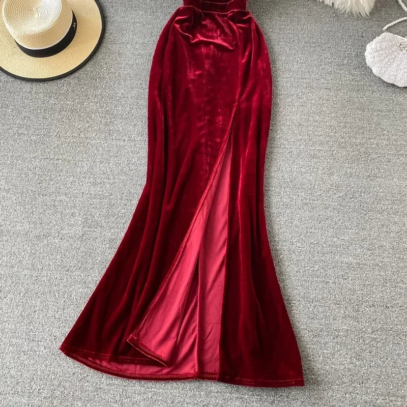 Sexy Deep V Neck Backless Split Dress Off Shoulder Fashion Birthday Party Evening Vestido Women Goth Slim Summer Hip Wrap Dress party dress