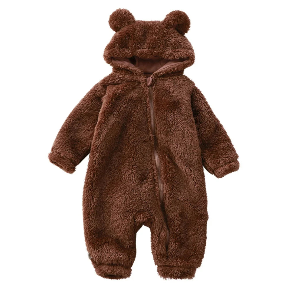 Winter Baby Clothes Cute Cartoon Bear Baby Rompers Pajamas Cotton Infant Boy Girls Animal Costume Zipper Jumpsuit 0-24 Months infants boys