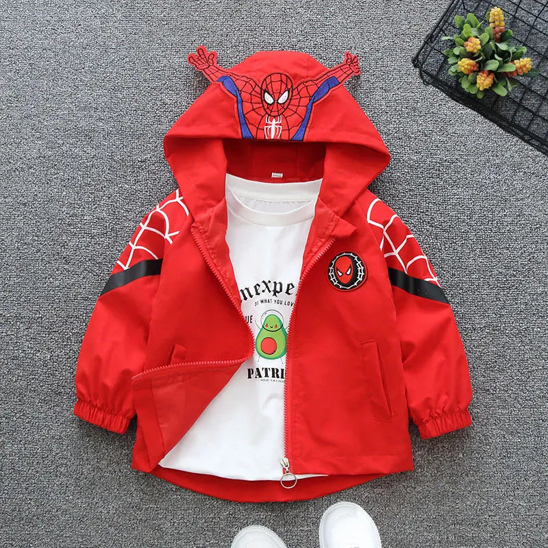 Children's Hooded Coat Boys' Baby Spring Clothes 2022 New Hero Spiderman Handsome Charge Jacket boys jackets and coats