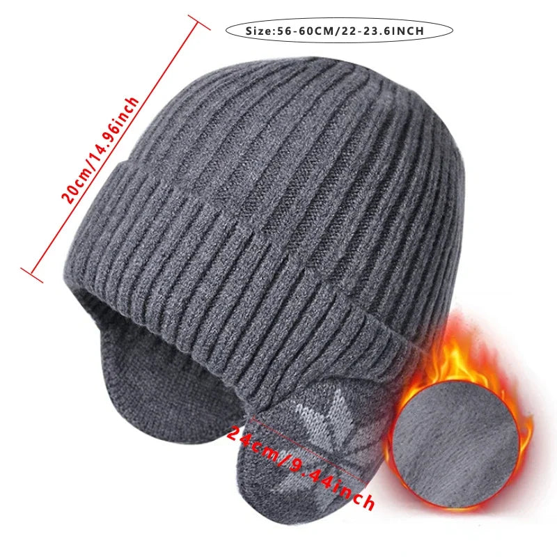 Men Women Winter Warm Plush Knitted Benines Snow Fashion Skullies Hat Unisex New Outdoor Coldproof Ear Protection Wool Caps