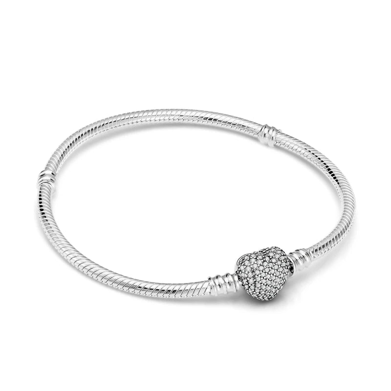 925 Silver Heart Snake Chain Bracelet For Women Infinite Knot Butterfly Infinity Clasp Femme Bracelet Bangles Luxury Jewelry bracelete