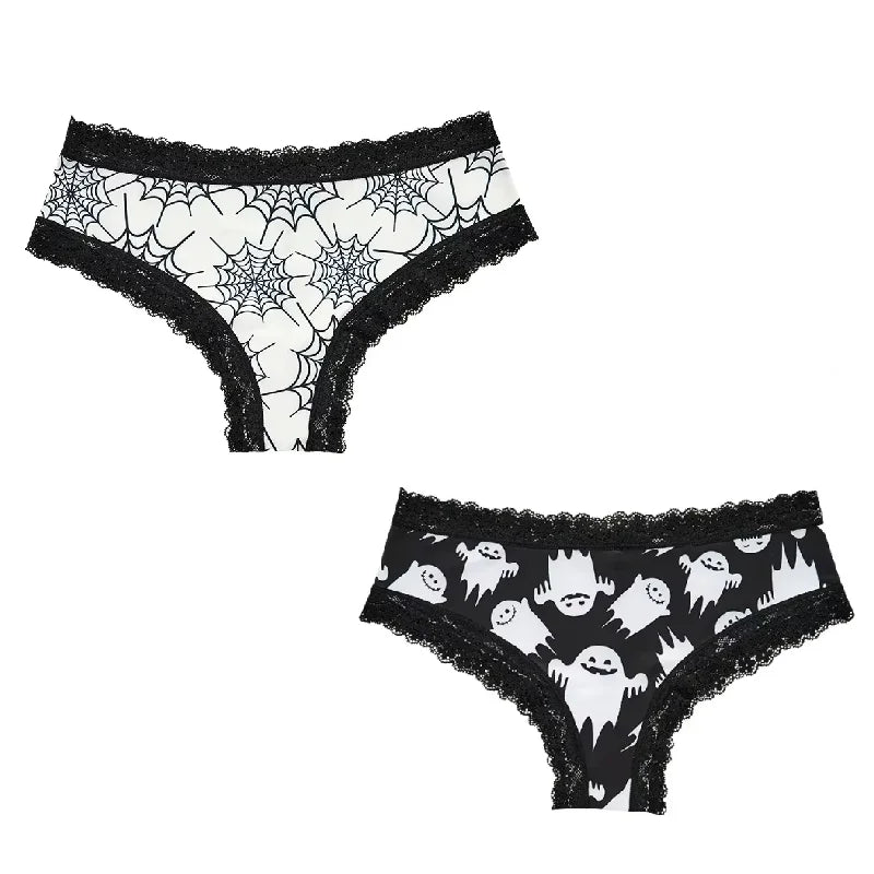 2Pc Set Lingerie Woman Sexy Underwear Lace Female Underwear Ghost Bat Butterfly Gothic Style Breathable Panties For Women undergarments