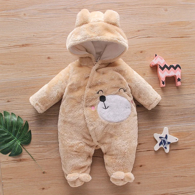 Autumn and Winter New Baby Plush Climbing Clothes Baby Warm and Thick Cartoon Dog Rabbit Cute Cotton Clothes for 0-2 Years infants girls infants boys