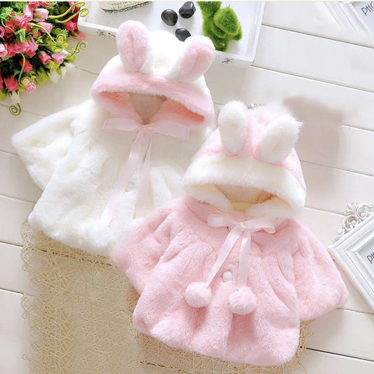 Children's clothing children's new cape girls autumn and winter wool sweater shawl baby ear fleece jacket cape infants girls