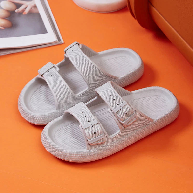 Fashion Buckle Thick Platform Slippers Women Home Soft Sole eva Cloud Slides Sandals Woman  Summer Non Slip Beach Flip Flops slipper