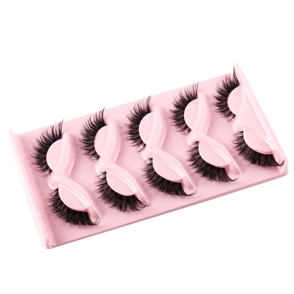 5 Pairs Cat Eye Lashes Faux Mink Eyelashes Natural long Manga Lashes Winged End Eye Elongated Eyelashes Fake Lashes Makeup makeup accessories